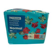 Compresa normal sin alas, 18 unidades