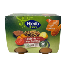 Potito de lentejas con verduritas, 2x190 g