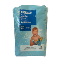 Pañal bañador, talla 3/4, 7-13 kg, 12 unidades