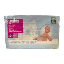 Pañales canales absorbentes 4-10 kg, talla 3, 54 unidades