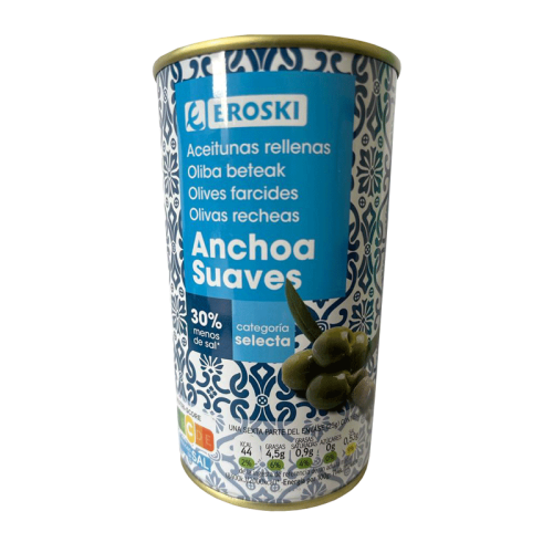 Aceitunas Rellenas de Anchoa 161/200 I Lata 2 kg Variedad: Manzanilla –  F.A. – DISGARI LUGO