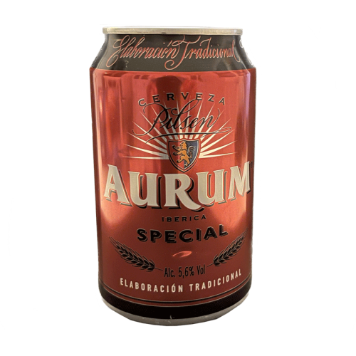 Cerveza especial AURUM, lata 33 cl